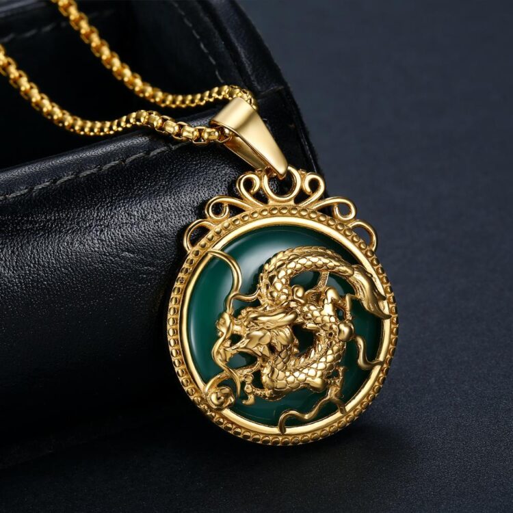 Chinese Tibet Jade Dragon Pendant - Image 2