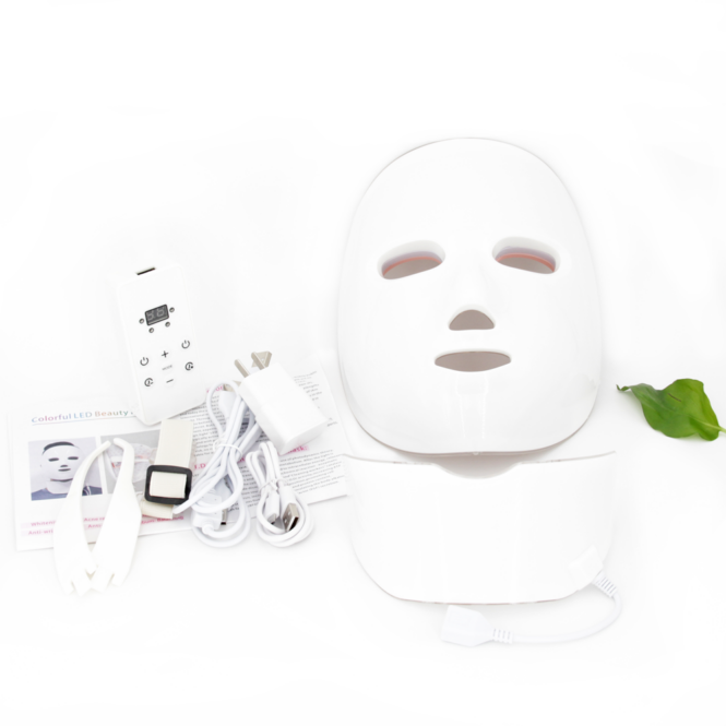 Wireless LED 7 Color Light Therapy Mask with Neck